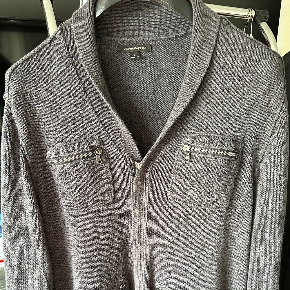 John Varvatos Zippered Cardigan